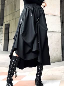 New 2025 Black Skirts Women Harajuku Punk Style High Waist Buckle Irregular Gothic Skirt Woman Hip Hop Streetwear Female