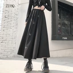 New 2025 Black Skirts Women Harajuku Punk Style High Waist Buckle Irregular Gothic Skirt Woman Hip Hop Streetwear Female