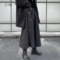 New 2025 Black Skirts Women Harajuku Punk Style High Waist Buckle Irregular Gothic Skirt Woman Hip Hop Streetwear Female