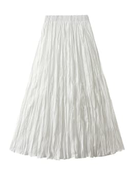 Streamgirl Women Summer Skirts Long Pleated A Line Elegant Solid Big Swing Maxi Skirt Ladies Blue White Beach Skirt Women Luxury
