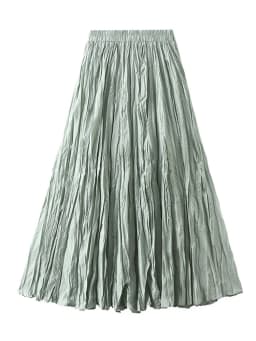Streamgirl Women Summer Skirts Long Pleated A Line Elegant Solid Big Swing Maxi Skirt Ladies Blue White Beach Skirt Women Luxury
