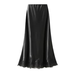 OUMENGKA Summer French Elegant Satin Mermaid Skirt Women Lace Patchwork Waist Elastic Long A-line Skirts Fashion Ladies