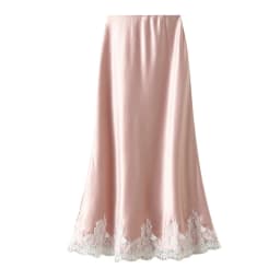 OUMENGKA Summer French Elegant Satin Mermaid Skirt Women Lace Patchwork Waist Elastic Long A-line Skirts Fashion Ladies
