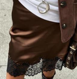 Lace Trimmed Mini Skirt for Women Low Rise Satin Skirt Casual Summer Streetwear Skirts