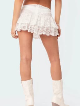 Y2k Women Lace Mini Skirt Ruffle Low Waist Asymmetrical Hem Short Aline Skirts Fairycore Layered Korean Chic Skirts Streetwear