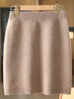 Women Wool Skirts Autumn Winter Office Lady Mini Slim Fit Skirt Elastic Waist 100% Merino Wool Knitted Cashmere Above Knee Dress
