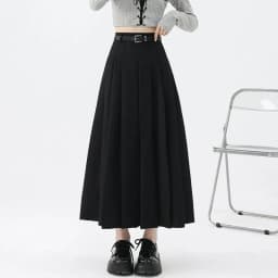 2026 New Women's Pleated Maxi Skirts Autumn High Waisted Zipper Jk Long Skirt Woman Elegant Loose Design Big Swing A-Line Skirts