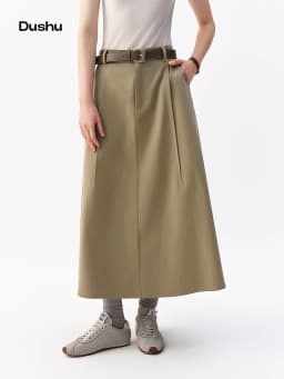DUSHU 2026 Fall Women's High Waist A-Line Midi Skirt, Slimming Flared Trousers Skirt for Versatile Office & Everyday Chic Skirt