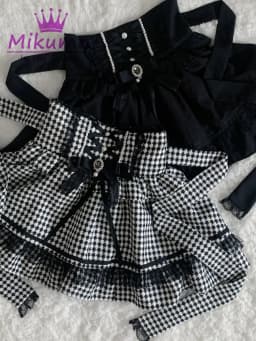 Mikumn Harajuku Gothic Lolita Sweet Lace Ruffles Plaid Cake Skirts Women Y2k Rhinestone Bow Lace-up High Waist A-line Mini Skirt