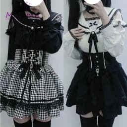 Mikumn Harajuku Gothic Lolita Sweet Lace Ruffles Plaid Cake Skirts Women Y2k Rhinestone Bow Lace-up High Waist A-line Mini Skirt