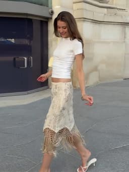 Women Skirt Floral Print Satin Midi Skirt High Waist Split Straight Elegant Casual Chic Summer Slimming Streetwear For Ladies