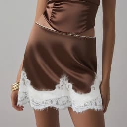 Women Sexy y2k Vintage Satin Lace Trim Mini Skirts Slik Low Rise Going Out Short Slip Skirts Silky Sexy A Line Half Underskirts