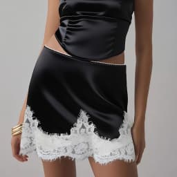 Women Sexy y2k Vintage Satin Lace Trim Mini Skirts Slik Low Rise Going Out Short Slip Skirts Silky Sexy A Line Half Underskirts