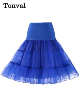 Tonval Pleated Vintage Voile Underskirt Ballet Tutu Skirts for Women 50s Retro Skirt Wedding Elegant Party Petticoat
