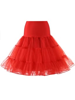 Tonval Pleated Vintage Voile Underskirt Ballet Tutu Skirts for Women 50s Retro Skirt Wedding Elegant Party Petticoat