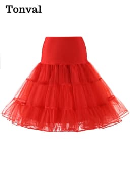 Tonval Pleated Vintage Voile Underskirt Ballet Tutu Skirts for Women 50s Retro Skirt Wedding Elegant Party Petticoat