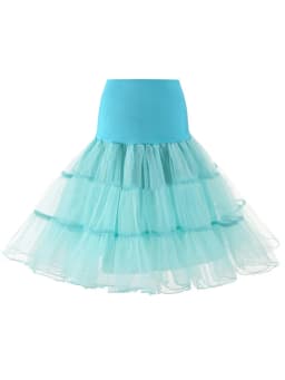 Tonval Pleated Vintage Voile Underskirt Ballet Tutu Skirts for Women 50s Retro Skirt Wedding Elegant Party Petticoat