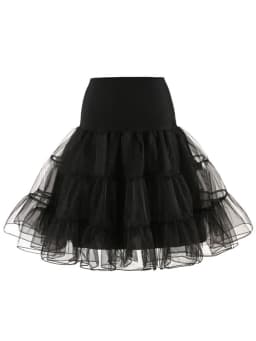 Tonval Pleated Vintage Voile Underskirt Ballet Tutu Skirts for Women 50s Retro Skirt Wedding Elegant Party Petticoat