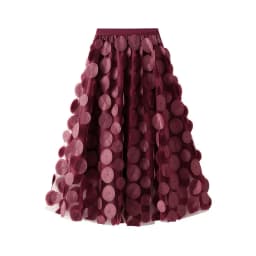 Autumn Winter 3D Circular Applique Mesh Long Skirts 2026 Korean Fashion Hepburn Style High Waist A-LINE Skirt