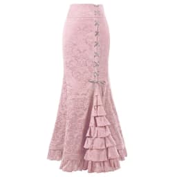 Streetwear Jacquard Weave Fishtail Skirt Women's Lace-up Ruffled Trumpet-mermaid Skirts Party Elegant Maxi Skirts Spring Autumn