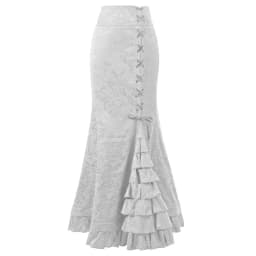 Streetwear Jacquard Weave Fishtail Skirt Women's Lace-up Ruffled Trumpet-mermaid Skirts Party Elegant Maxi Skirts Spring Autumn