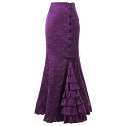 Streetwear Jacquard Weave Fishtail Skirt Women's Lace-up Ruffled Trumpet-mermaid Skirts Party Elegant Maxi Skirts Spring Autumn