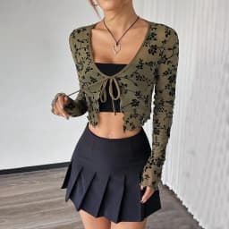Elegant Dark Green Long Skirts Women 2025 Autumn Casual Floral Half-body Fishtail Slim Maxi Skirt