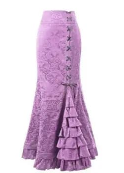 1pcs/lot Women Skirt Vintage Style Retro Mermaid Skirt Vintage Long Ruffle Slim Fishtail Skirt Lace-up Long Print Skirt