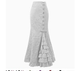1pcs/lot Women Skirt Vintage Style Retro Mermaid Skirt Vintage Long Ruffle Slim Fishtail Skirt Lace-up Long Print Skirt