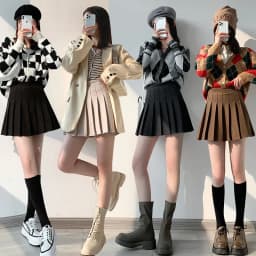 Brown High Waist Pleated Skirts for Women A-Line Mini Tennis Skirt with Lining Shorts Ladies Spring Summer Casual Basic Skirts