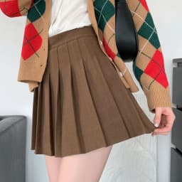 Brown High Waist Pleated Skirts for Women A-Line Mini Tennis Skirt with Lining Shorts Ladies Spring Summer Casual Basic Skirts