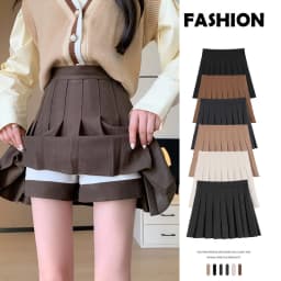 Brown High Waist Pleated Skirts for Women A-Line Mini Tennis Skirt with Lining Shorts Ladies Spring Summer Casual Basic Skirts