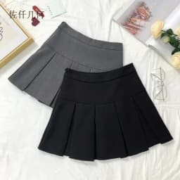 2026 New Black and Grey Pleated Skirt Women High Waist Mini Vintage Solid Skirts Korean Fashion School Uniform Streetwear
