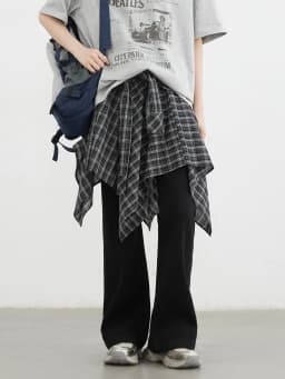 CHIC VEN Women Skirts A Line Elastic Waist Strap Ties Irregular Plaid Half Length Skirt Female Short Skirt Woman Summer 2025