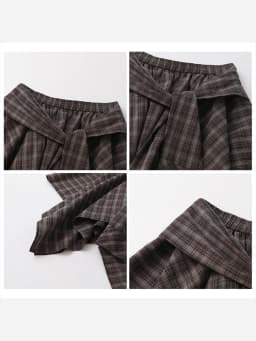 CHIC VEN Women Skirts A Line Elastic Waist Strap Ties Irregular Plaid Half Length Skirt Female Short Skirt Woman Summer 2025