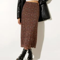 Women Y2K Fairy Grunge Midi Skirt A Line Pleated Bodycon Long Skirt Floral Print Mesh Maxi Skirts Vintage Fairycore Streetwear