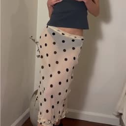Fashion Women Dot Print Skirts 2000s Vintage Y2K Aesthetic See Through Low Rise Ruffled Hem White& Black Sheer Skirt Streetwear