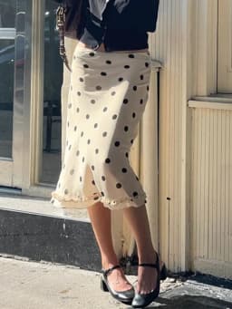 Fashion Women Dot Print Skirts 2000s Vintage Y2K Aesthetic See Through Low Rise Ruffled Hem White& Black Sheer Skirt Streetwear