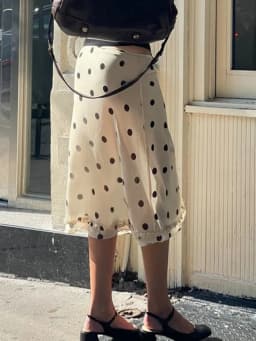 Fashion Women Dot Print Skirts 2000s Vintage Y2K Aesthetic See Through Low Rise Ruffled Hem White& Black Sheer Skirt Streetwear