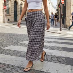 Women's y2k Aesthetic Long Skirts Dropped Waist Plaid Skirts Summer Female Casual Fairy A-line Skirts Streetwear