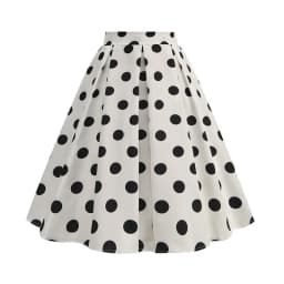 Vintage Women's Summer Skirts High Waist Polka Dot Print Red White Black Elegant 50s Midi Tunic Knee Length