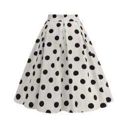 Vintage Women's Summer Skirts High Waist Polka Dot Print Red White Black Elegant 50s Midi Tunic Knee Length