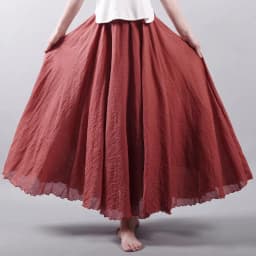 Women's Elegant High Waist Linen Maxi Skirt 2026 Summer Ladies Casual Elastic Waist 2 Layers Skirts Saia Feminina 20 Colors SK53