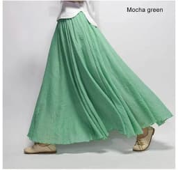 Women's Elegant High Waist Linen Maxi Skirt 2026 Summer Ladies Casual Elastic Waist 2 Layers Skirts Saia Feminina 20 Colors SK53