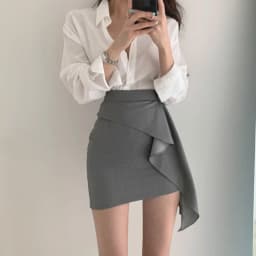 Spring High Waist Bodycon Skirt Versatile Slimming Hong Kong Style A-Line Skirt Women's Fashion Anti-Light Walking Skirt