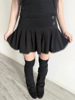 Gothic Punk Halloween Women's Y2K Aesthetic Mini Skirt Kawaii Cute Casual Slim Chic Trendy Fashion Jirai Kei Lace Pleated Skirts