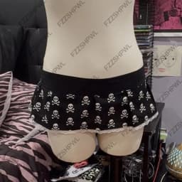 Skull Harajuku Graphic Print Subculture Y2K Skirt Streetwear Punk Mini Skirt Hip Hop Unique A-line skirt Gothic Low Rise Skirts