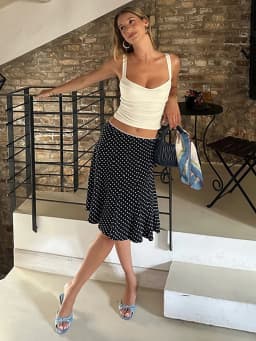Women's Midi Skirts Dot Print Low Waist Skirts Spring Summer Casual Skirts 2025 Fashion Casual Elegant Clothes
