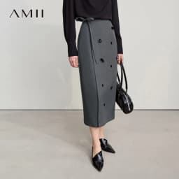 Amii Women's Skirt 2026 Autumn New Office Lady Anti-wrinkle Nail Flower Midi Skirt Elegant Versatile Women's Clothing 12621008