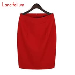 Knee Length Work Office High Waist Skirt Women Summer Vintage Formal OL Skirt Pocket Female Black Grey Bodycon Business Skirt